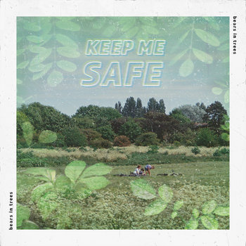 the album cover of "keep me safe". it shows tba. when you hover the image, it has a greyscale filter and the album title is visible on it. clicking on this image will take you to a page with more info!