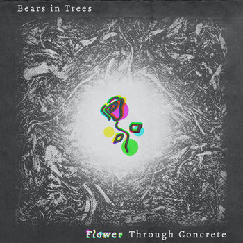 the album cover of "flower through concrete". it shows tba. when you hover the image, it has a greyscale filter and the album title is visible on it. clicking on this image will take you to a page with more info!