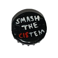 A black pin with white text: 'Smash the cistem', with 'cis' in red.